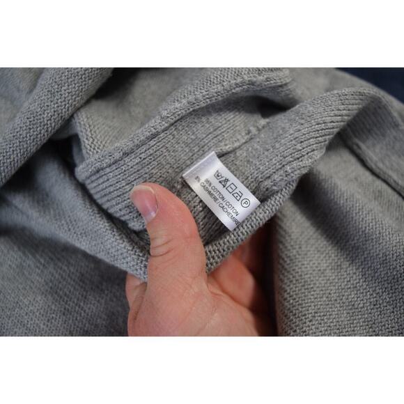 Lisa Todd Arrow Sweater Medium Gray Long Sleeve Striped Cotton Cashmere New - Picture 5 of 5